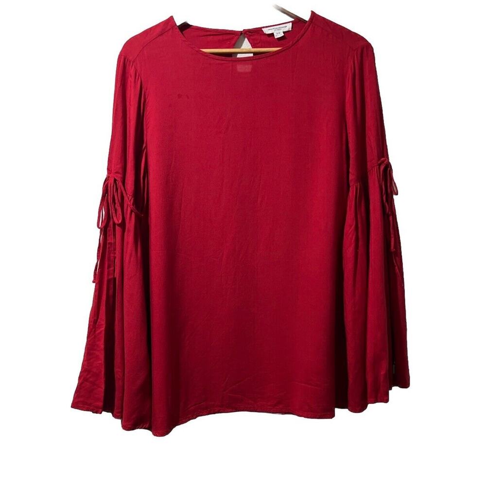 BeachLunchLounge small petite Harlow Top Wine Burgundy Bell Sleeve Blouse S P